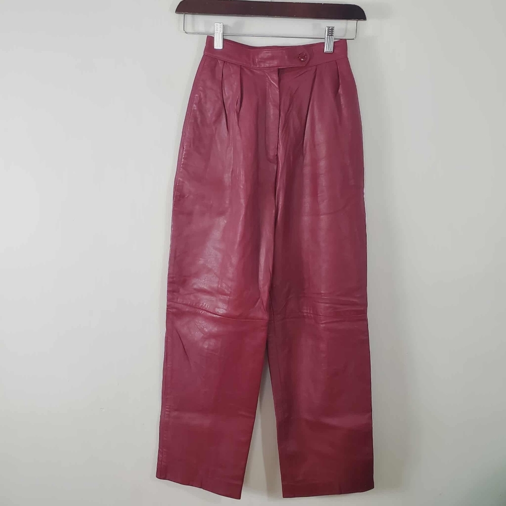 Vintage Coup De Foudre Vibrant Pink/ Fushia Leather Pants Size XS
